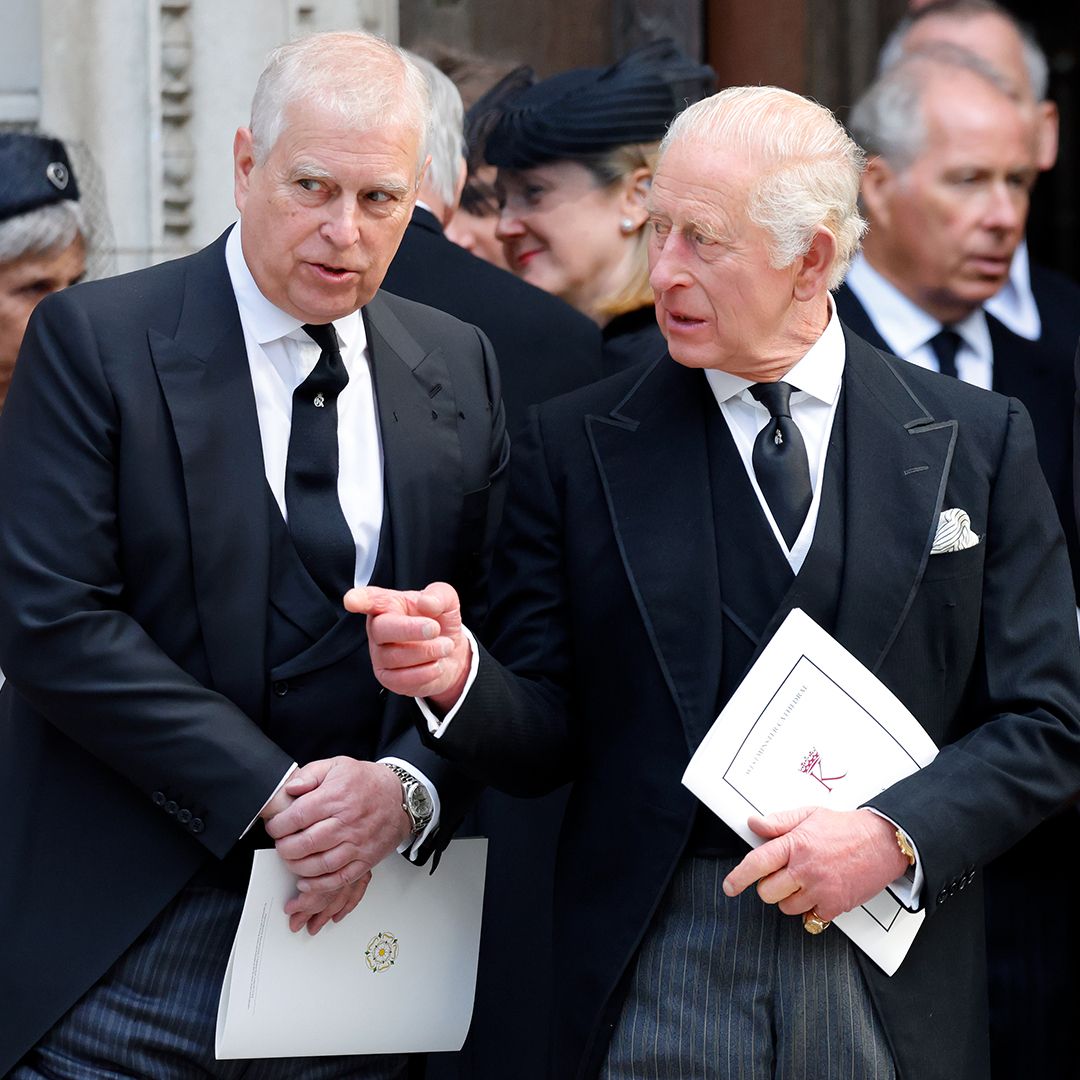 LONDON, UNITED KINGDOM - SEPTEMBER 16: (EMBARGOED FOR PUBLICATION IN UK NEWSPAPERS UNTIL 24 HOURS AFTER CREATE DATE AND TIME) Prince Andrew, Duke of York and King Charles III attend Katharine, Duchess of Kent&#039;s Requiem Mass service at Westminster Cathedral on September 16, 2025 in London, England. Katharine, Duchess of Kent was married to Prince Edward, Duke of Kent, a first cousin of Queen Elizabeth II. She died on September 4 at the age of 92 at Kensington Palace surrounded by her family. Having converted to Catholicism in 1994, her funeral takes place at Westminster Cathedral and is the first Catholic funeral to be held for a member of the royal family in modern British history. Her Royal Highness will be laid to rest at the Royal Burial Ground at Frogmore, Windsor. (Photo by Max Mumby/Indigo/Getty Images)