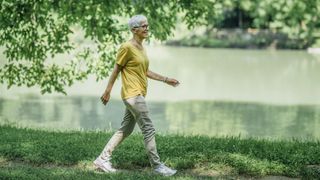 Woman walking in a park