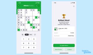 Sudoku puzzles in Apple News Plus in iOS 18.2