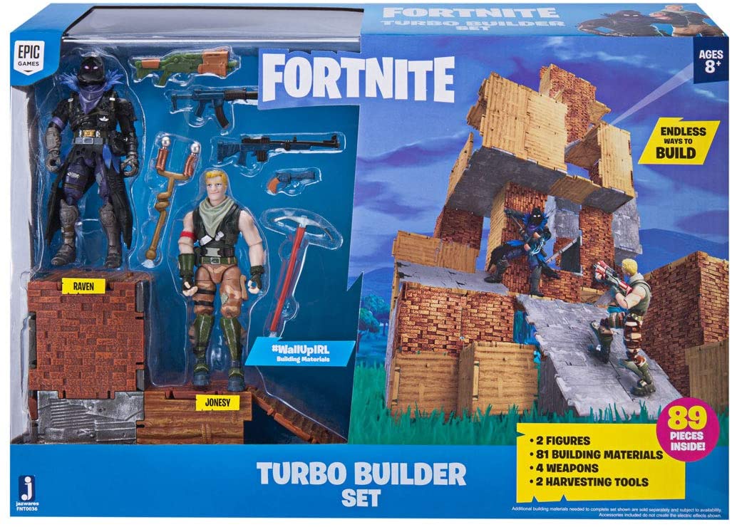 A turbo builder Fortnite toy set including action figures and accessories