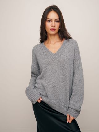 Jadey Cashmere Oversized V-Neck Sweater