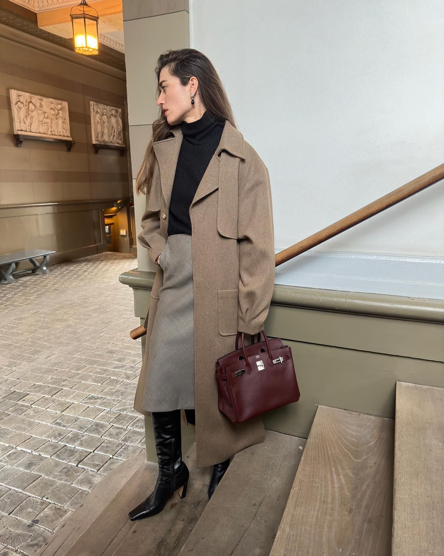 Skirt and coat outfit