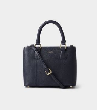 Image of navy handle top handbag