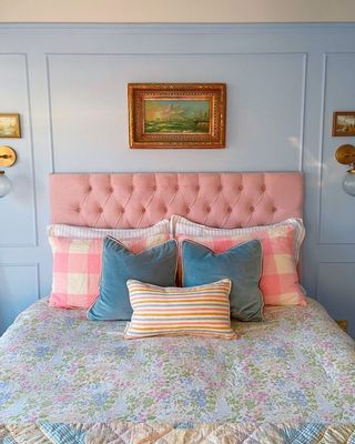 Pink and sky blue bedroom