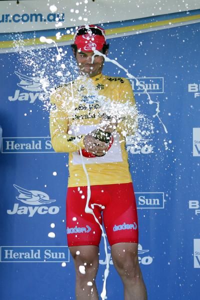 Pollock is a happy man as he dons the yellow jersey for his second consecutive day.