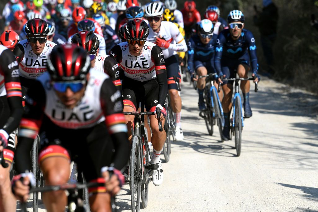 SIENA ITALY MARCH 05 Vegard Stake Laengen of Norway and UAE Team Emirates competes during the Eroica 16th Strade Bianche 2022 Mens Elite a 184km one day race from Siena to Siena Piazza del Campo 321m StradeBianche WorldTour on March 05 2022 in Siena Italy Photo by Tim de WaeleGetty Images