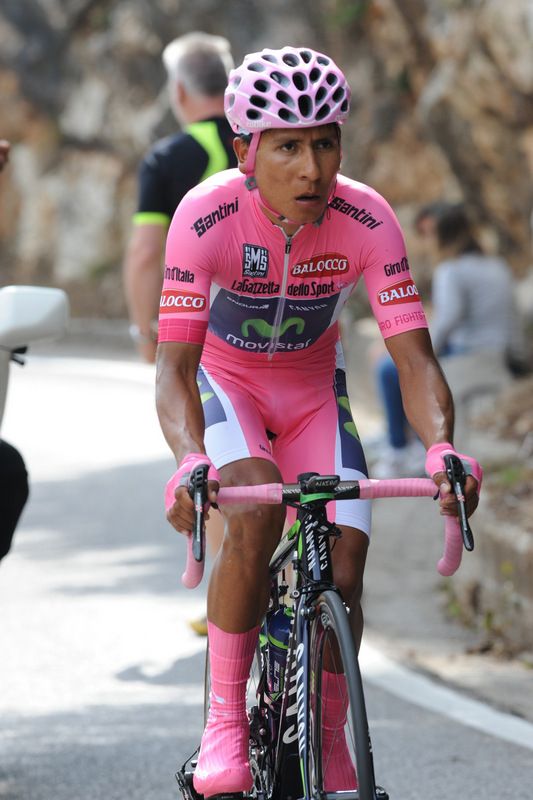 Nairo Quintana (Movistar) won the stage 19 time trial to Monte Grappa in the pink jersey