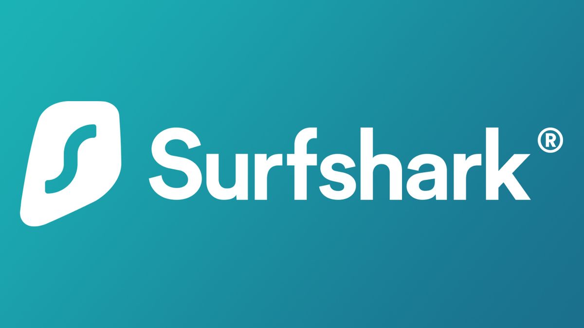 Surfshark logo on a gradient background