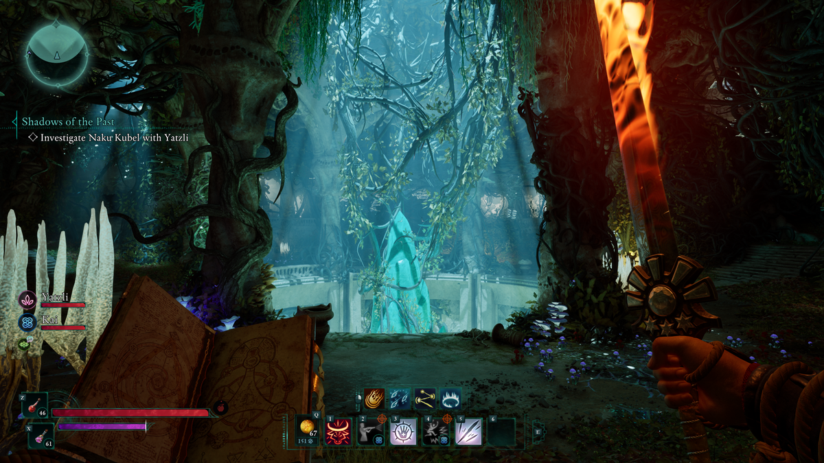 A foliage-filled cave in Avowed