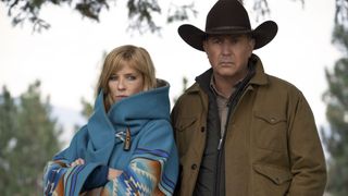 Kelly Reilly and Kevin Costner in Yellowstone