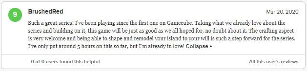 Animal Crossing New Horizons Metacritic Reviews