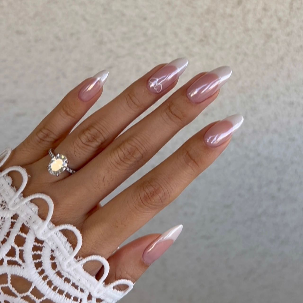 Chrome French nails.
