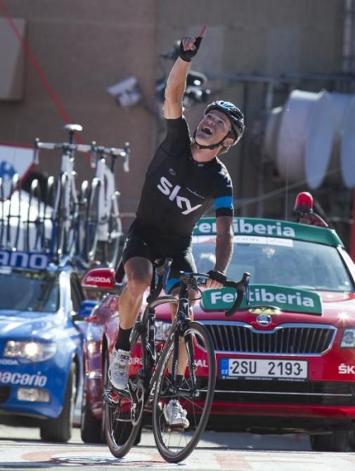 Vasil Kiryienka (Sky Procycling) wins stage 18 of the Vuelta a Espana