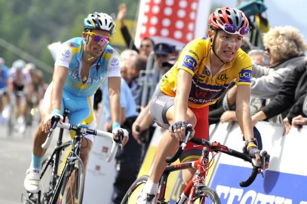 Brajkovic tried to shake Contador loose on the final climb.