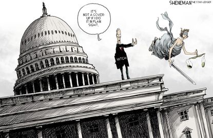 Political Cartoon U.S. Mitch McConnell impeachment Senate GOP justice cover-up
