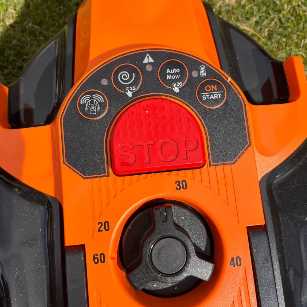 LawnMaster OcuMow 16 Vision Robot Lawnmower buttons and dials