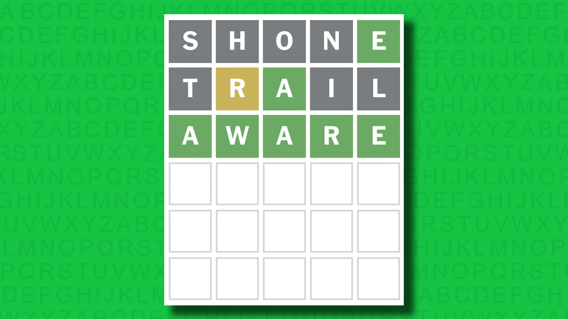NYT Wordle answer for game 1424 on a green background