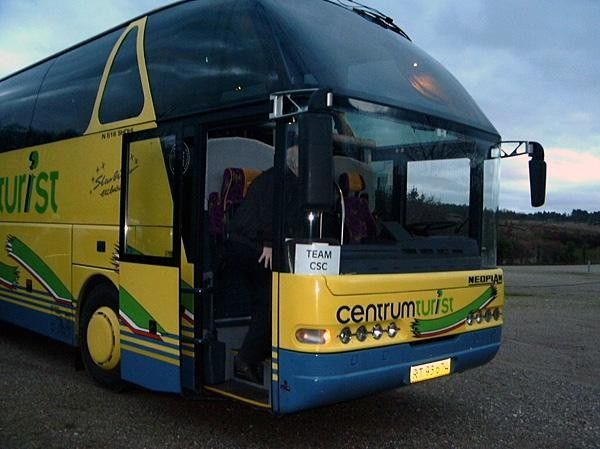 The bus waiting to take the women back to the hotel after the Zoo experience