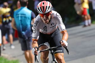Cofidis' Spanish rider Ion Izaguirre Insausti cycles in a lone breakaway in the final ascent of the Col de la Croix Rosier during the 12th stage of the 110th edition of the Tour de France cycling race, 169 km between Roanne and Belleville-en-Beaujolais, in central-eastern France, on July 13, 2023. (Photo by Thomas SAMSON / AFP)