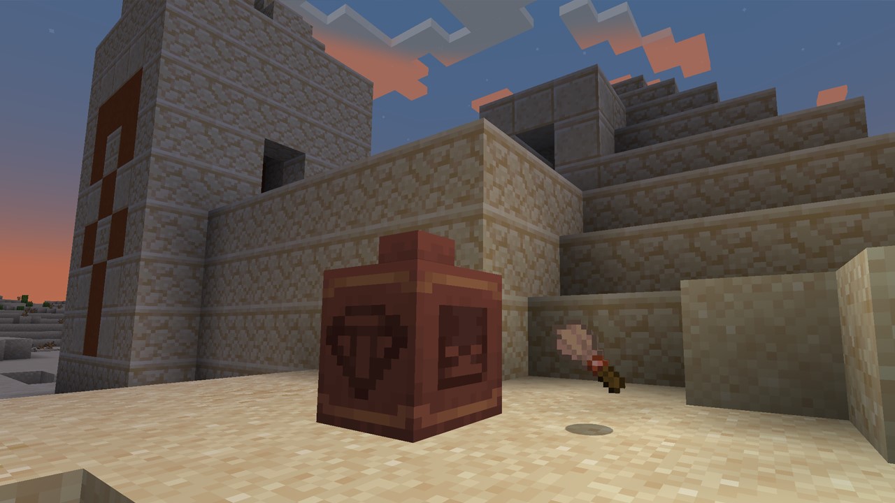 Captura de pantalla del conjunto de funciones de arqueología en Minecraft 1.20.