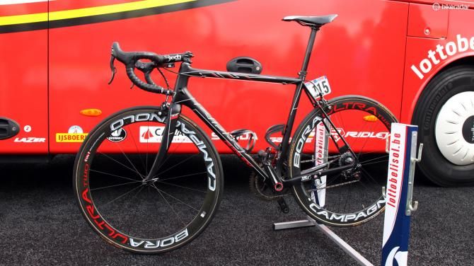 Adam Hansen's (Lotto-Belisol) bike is generally quite easy to spot given his unique position