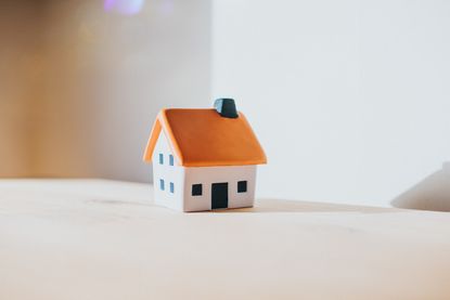 Tiny house with an orange roof