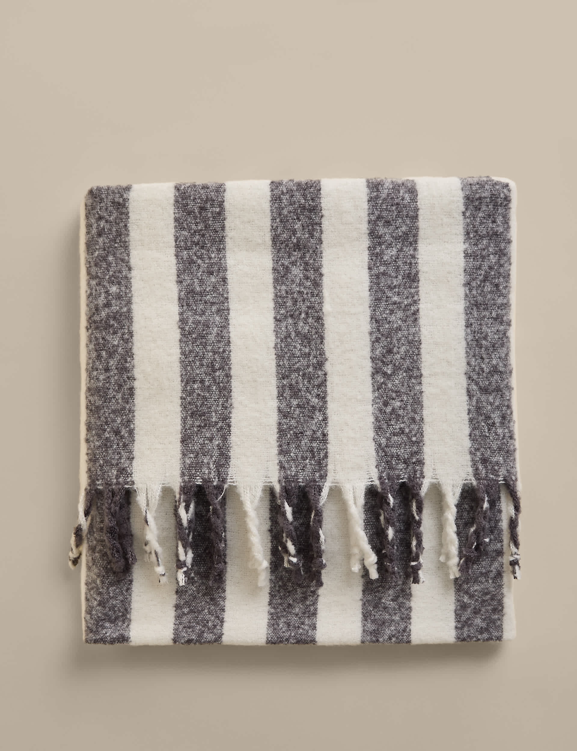 Faux Mohair Striped Throw