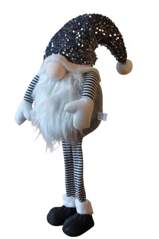 Garden Market Place Large Christmas Standing Glam Gonk Figure in Grey - 80cms Tall