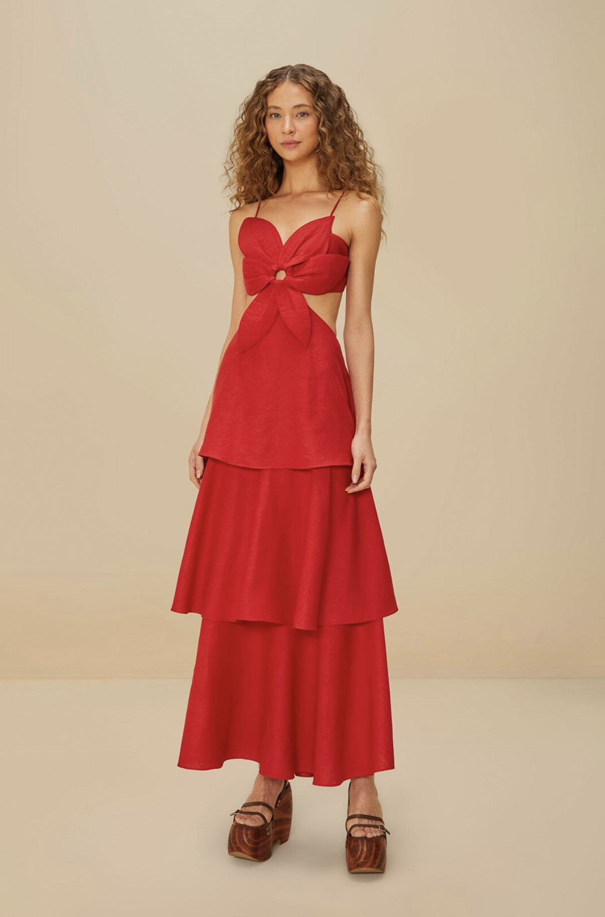 FARM RIO ACTIVE, Red Flower Lenzing Ecovero Euroflax Maxi Dress