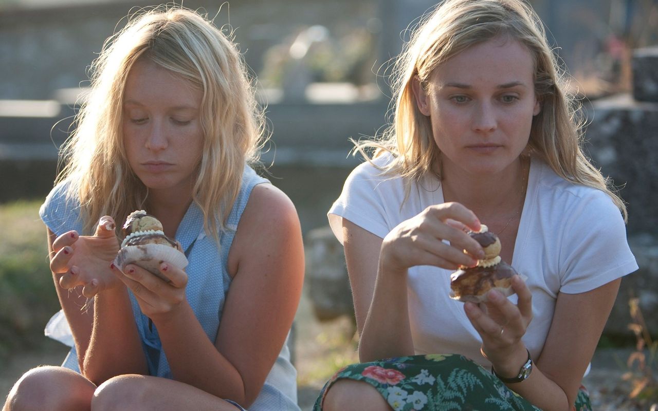 Girls eating cake