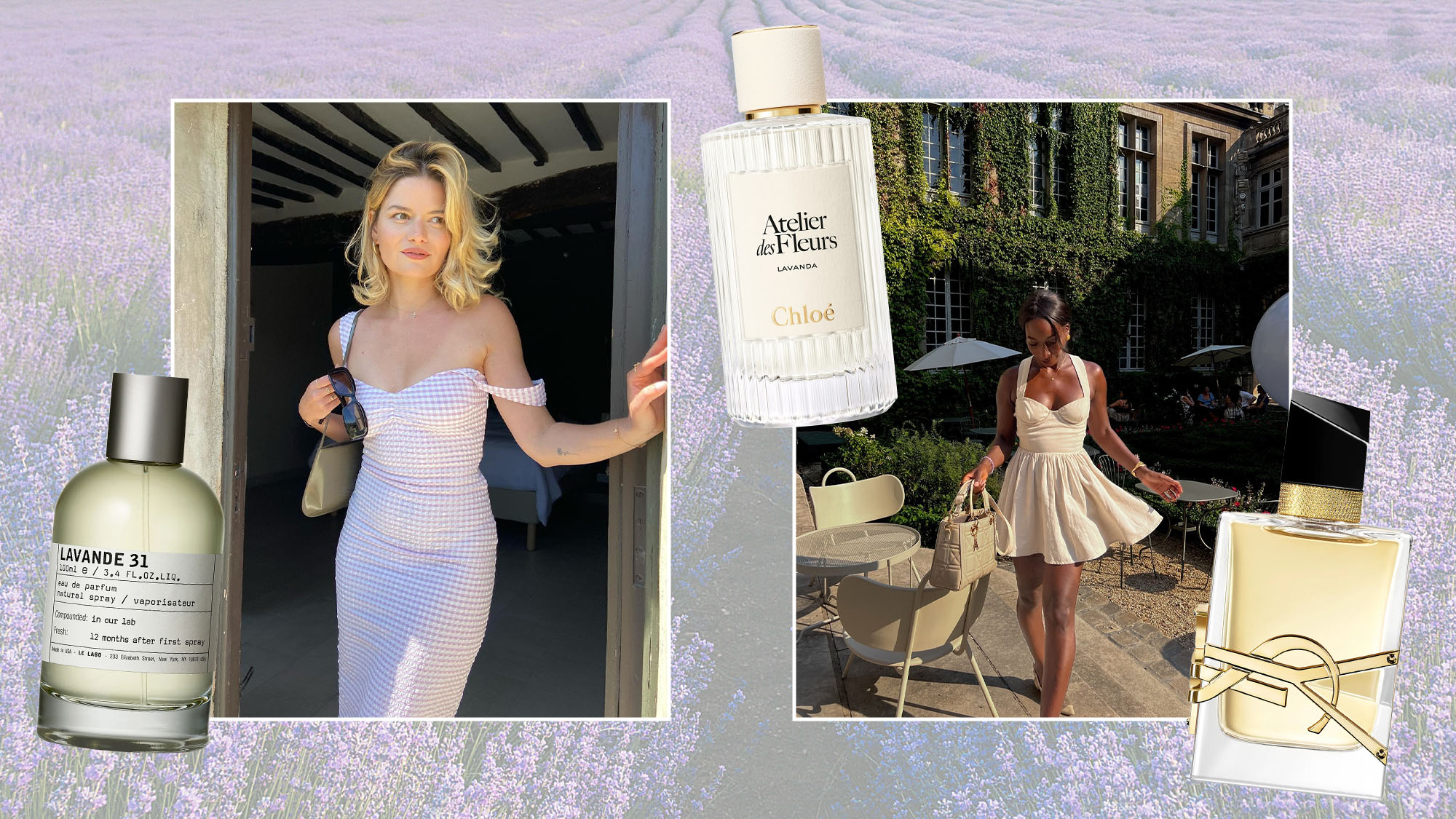 Lavender perfume collage
