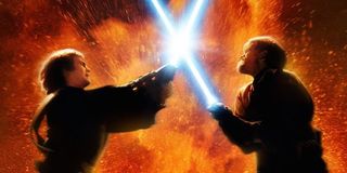 Star Wars Anakin and Obi-wan lightsaber duel