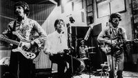 The Beatles' rehearse their song 'All You Need Is Love' for 'Our World' the first live satellite uplink performance broadcast to the world on June 25, 1967 in London, England.