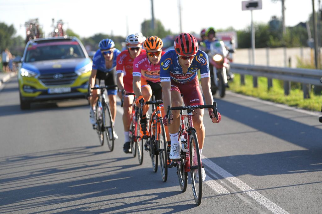 Jenthe Biermans (Katusha-Alpecin) leads the breakaway