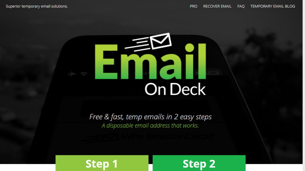 Website screenshot of EmailOnDeck (September, 2025)