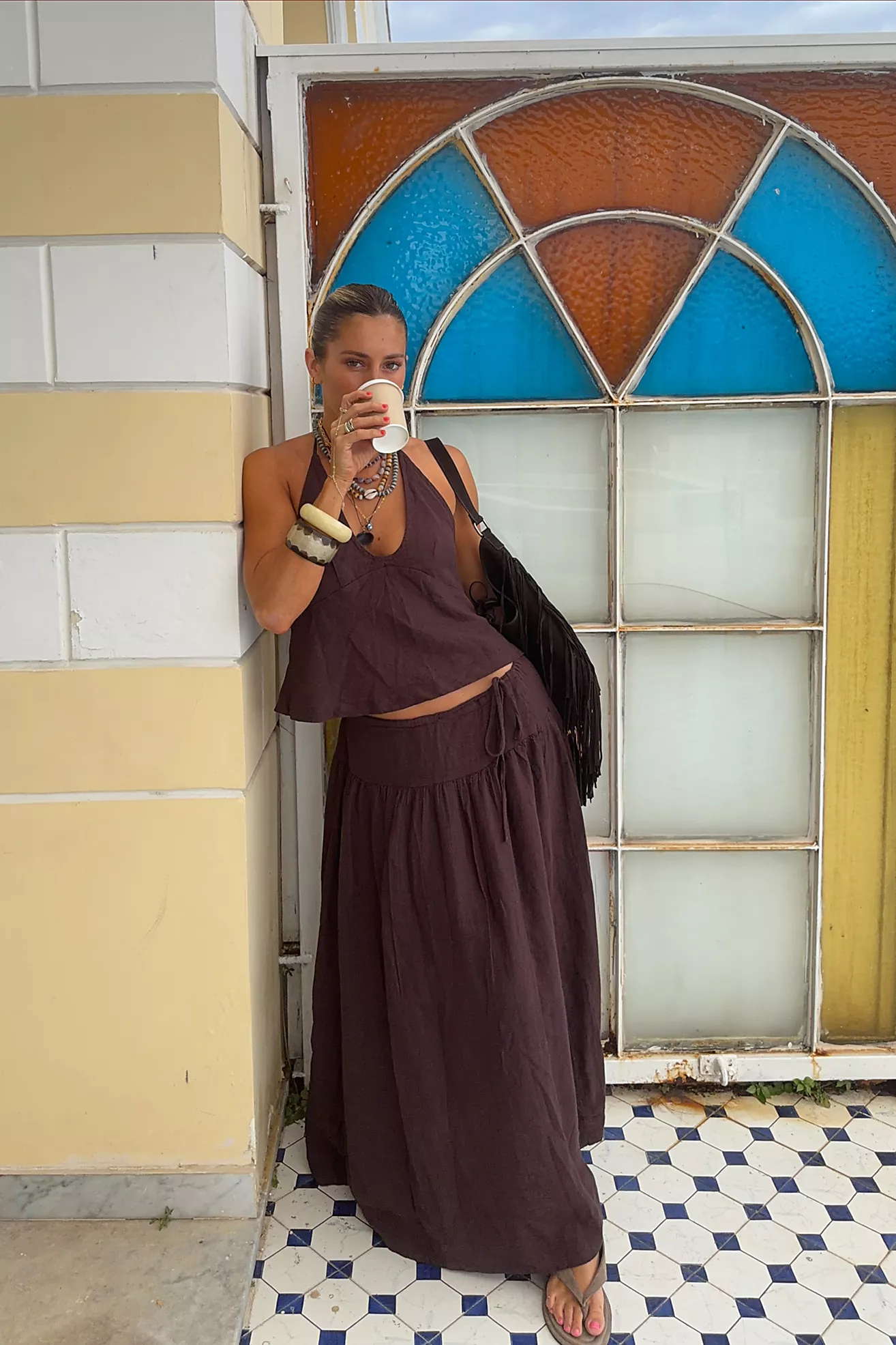 Sandshell Linen Skirt Set