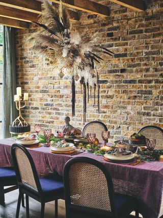 Christmas dried flower cloud above dining table