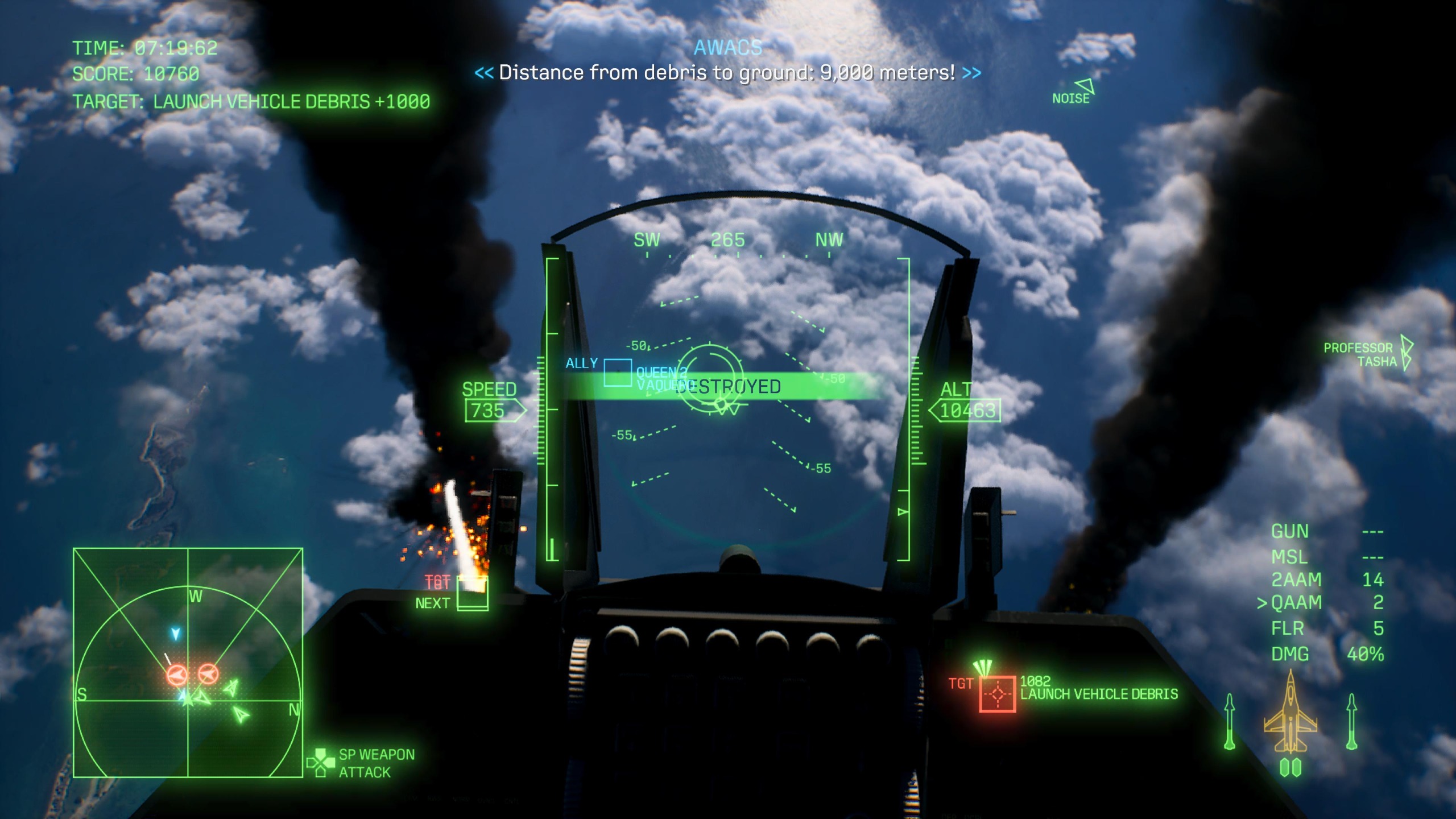 Screens from a video game featuring jet fighter planes