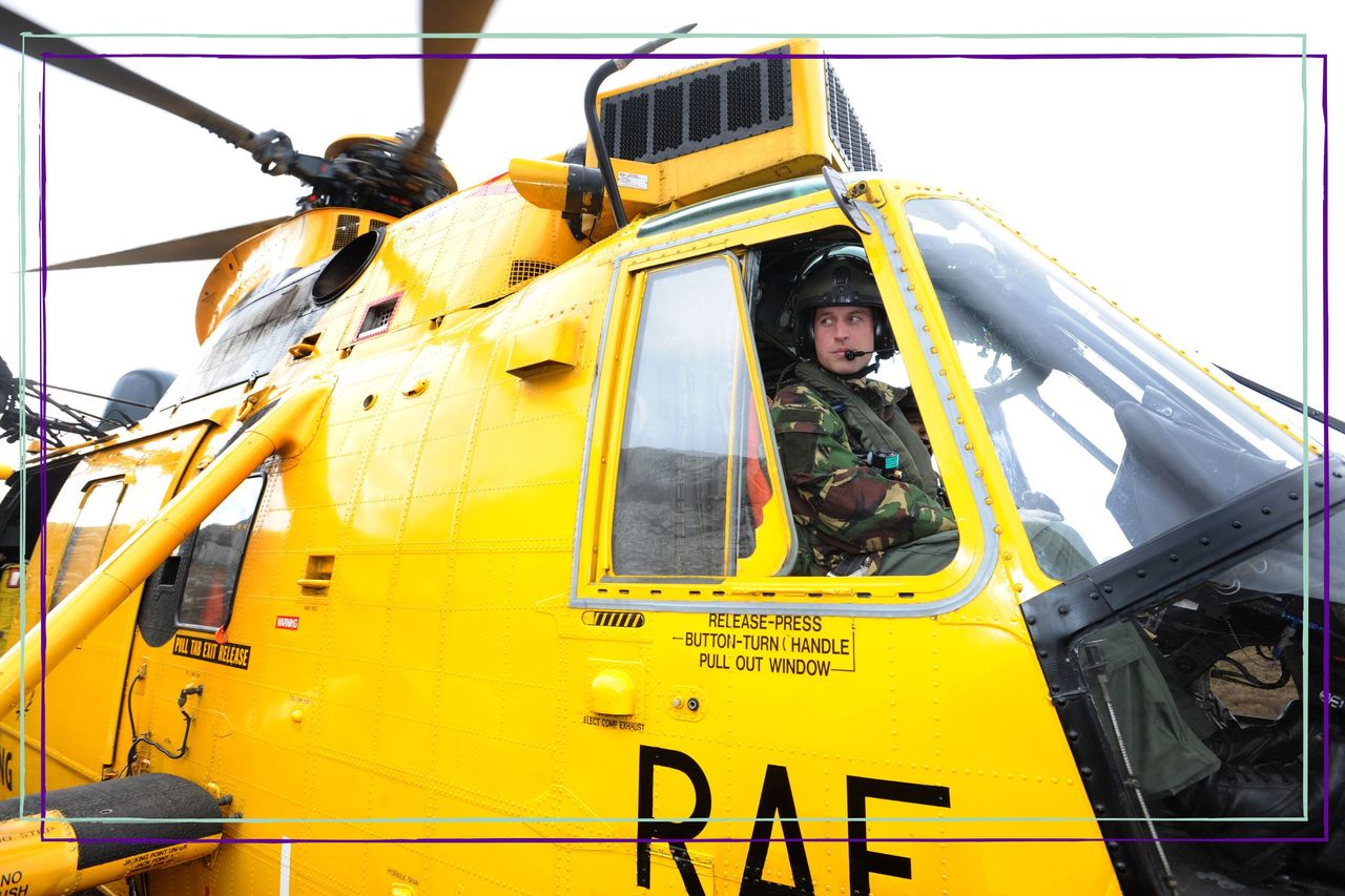 Prince William sat inside Sea King helicopter