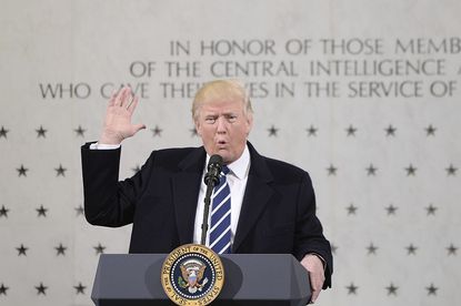 President Donald Trump speaks at the CIA headquarters