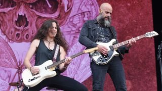 Gina Gleason and John Baizley of Baroness perform at the Tons Of Rock Festival on June 23, 2022 in Oslo, Norway. 