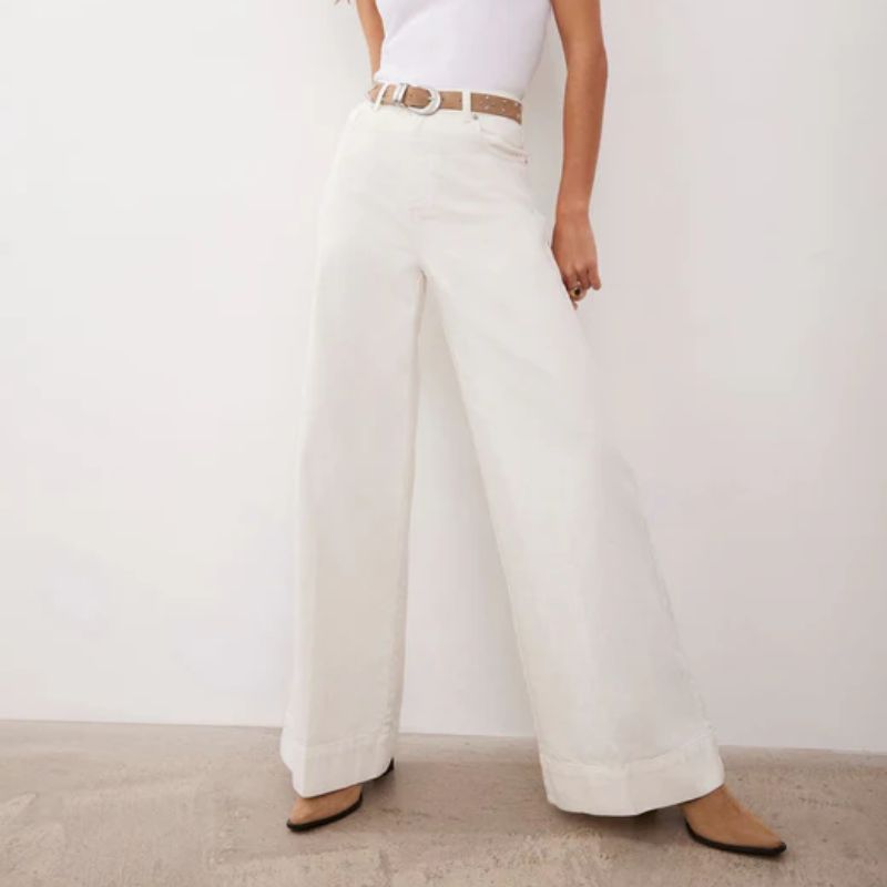 white wide leg jeans