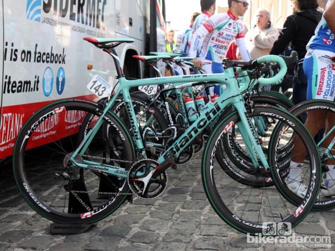 Androni Giocattoli riders were mostly on Bianchi Sempre Pros at Scheldeprijs