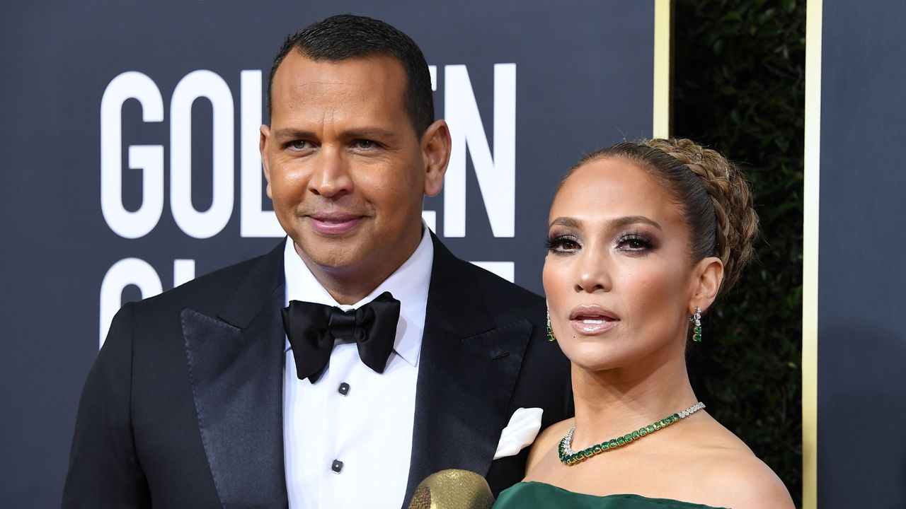 Alex Rodriguez and Jennifer Lopez at the Golden Globes