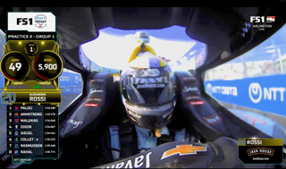Camera showing inside of a race car at the Indy 500