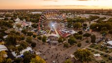 An aerial view of the ferris wheel and Minnesota fairgrounds 