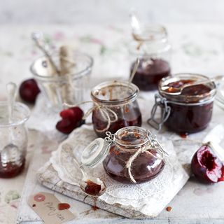home made jams with glass jar