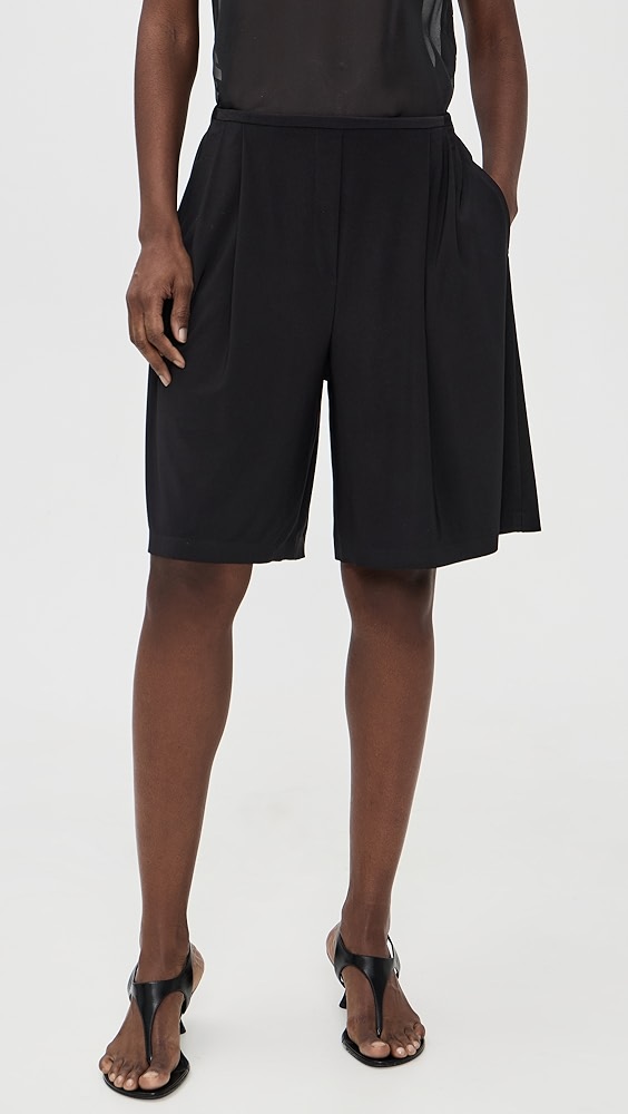 Norma Kamali Mens Pleat Bermuda Shorts