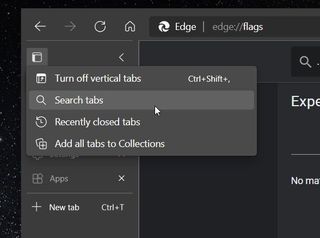 Edge Search Vertical Tabs