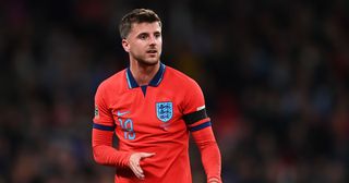 Liverpool target Mason Mount of England reacts during the UEFA Nations League League A Group 3 match between England and Germany at Wembley Stadium on September 26, 2022 in London, England.